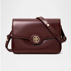 TORY BURCH Robinson Spazzolato Convertible Shoulder Bag in Tempranillo like new